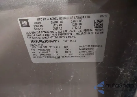 2012 GMC Terrain Sle-1 from USA, damaged, VIN 2GKFLREK2C6247911